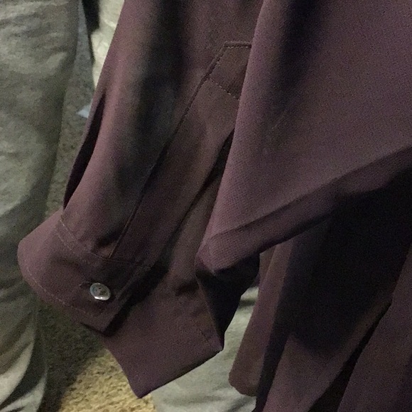 KENNETH COLE women’s blouse, sheer, sz L  purple with black trim - Picture 8 of 8